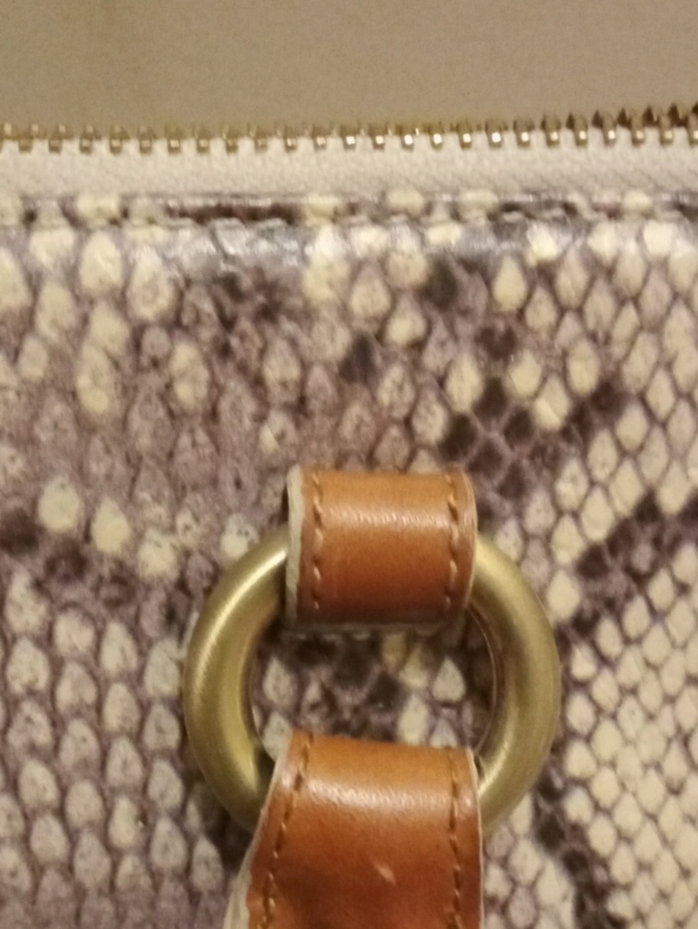 Brahmin Vintage Leather Satchel.Brown And Cream Snakeprint - Picture 7 of 15